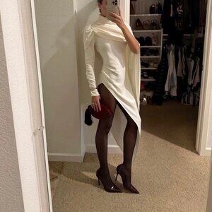 Helsa white asymmetrical long sleeve dress